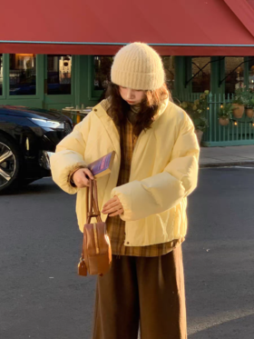 浮生八记/25C157/90白鸭绒暖乎乎奶油短款羽绒服