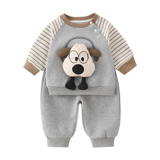 秋冬新款宝宝加绒卫衣套装男童儿童婴儿童装秋季衣服分体两件套男 商品图4