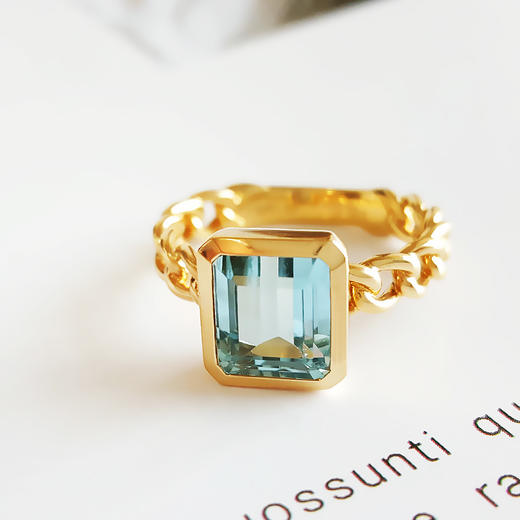 【天然正品】AU750黄金镶天然蓝色5A级2.593克拉海蓝宝石戒指13.5号（戒圈可调节） 101225TJ18 商品图4