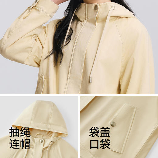 森马外套女春季连帽插肩袖宽松抽绳上衣简约时尚复古潮流潮酷夹克 商品图3