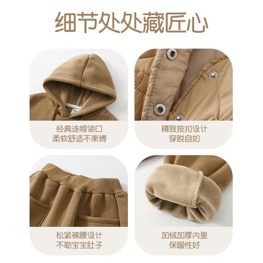 儿童秋冬新款马甲三件套连帽外穿宝宝套装男童加厚保暖衣服童装 商品图3