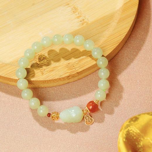 吉祥福禄·灵气貔貅晴水和田玉蜜蜡朱砂福运手串 商品图2