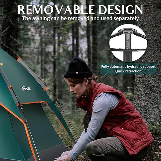 美国 AKOZLIN 露营帐篷 3-4 人 2合1双层即时弹出式防风防雨帐篷X0020ZZNK3 徒步露营背包旅行 商品图3