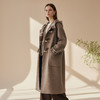 Famecoco范可儿牛角扣连帽宽松长款羊毛大衣双面尼外套FAD8AQ107 商品缩略图3
