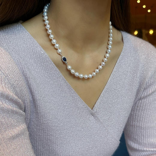 【秒杀】佐奈美（SANAMI）蓝色宝石淡水珍珠项链 商品图0