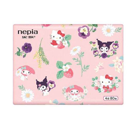 【妮飘×三丽鸥】凯蒂家族IP抽纸80抽*18包整箱卡通印花4层加厚原生木浆餐巾纸纸巾_MW 商品图4