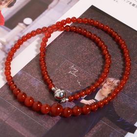 【甄珠贝】氛围感红玛瑙渐变项链 纯银吸铁石扣