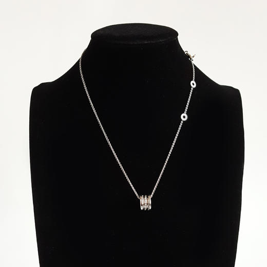 【95新】BVLGARI宝格丽B.ZERO1系列35281618K白金镶钻弹簧项链链长约45cm中性款 151225JJ04 商品图5