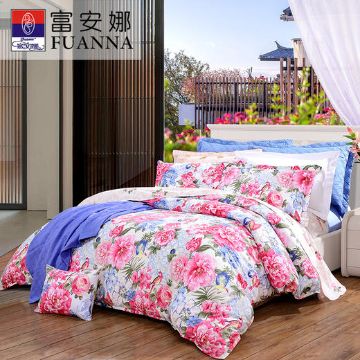 富安娜（FUANNA）磨毛四件套-群芳尽艳203*229cm 商品图0