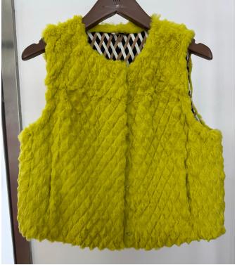 SZ6PH63_姜黄色_马甲_秋冬_菱格压纹仿皮草无袖_高级女装_BERNIEELEN 伯妮斯茵 商品图0