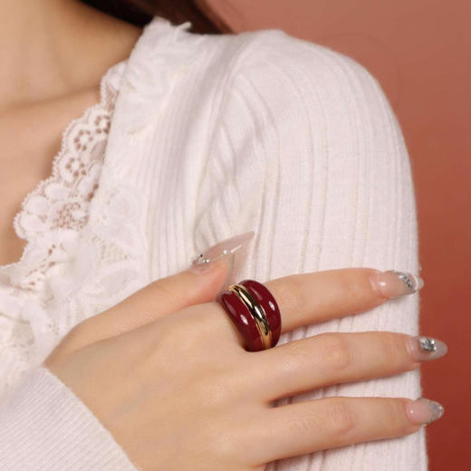 【毛晓彤同款】Art Nouveau新艺术时期 | 奥斯红色珐琅戒指15码 商品图2