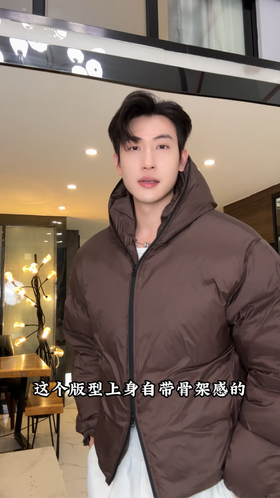 31080SDSA男士秋冬新款痞帅男装美式复古羽绒服外套拉链连帽简约时尚