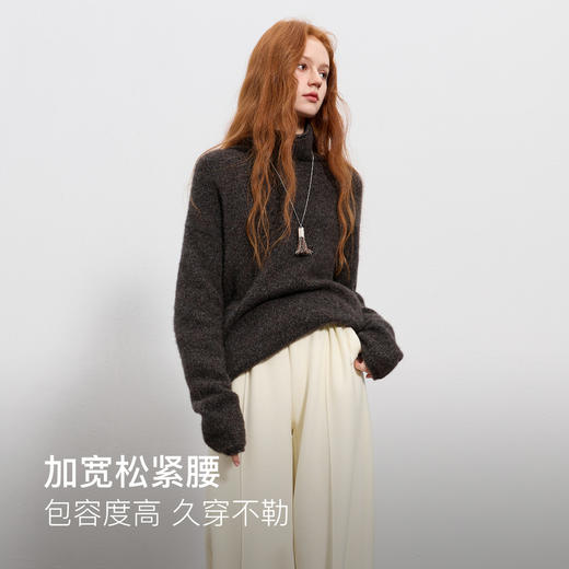 三彩2026春季新款休闲裤松紧腰宽松直筒裤长裤简约M 商品图1