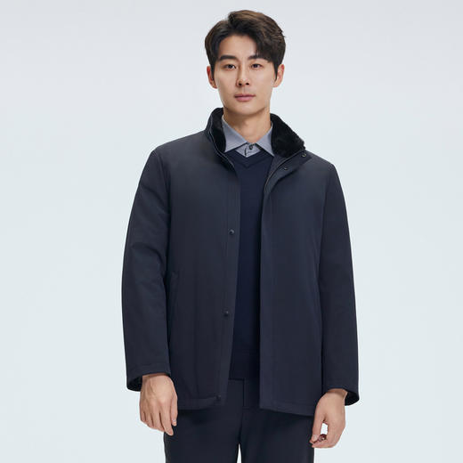 【门店同款】圣得西2025年冬季男士水貂毛领兔毛内胆通勤易搭尼克服
 商品图2