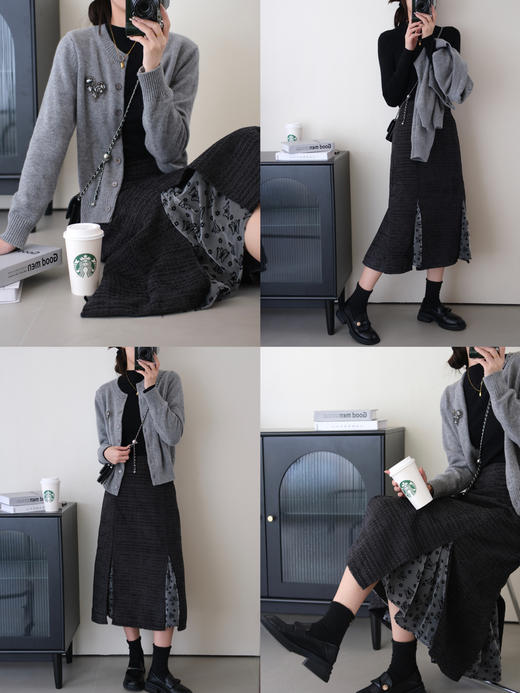 绝美重工秋冬烧花立体蝴蝶梦幻显瘦半身裙 商品图1