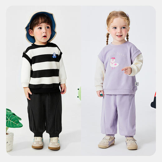 迷你巴拉男女童宝宝套装柔软亲肤有型卫衣长裤两件套2026春新款 商品图2