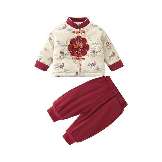 儿童秋冬新款新中式年服套装宝宝夹棉加厚唐装拜年服新年衣服男童 商品图4