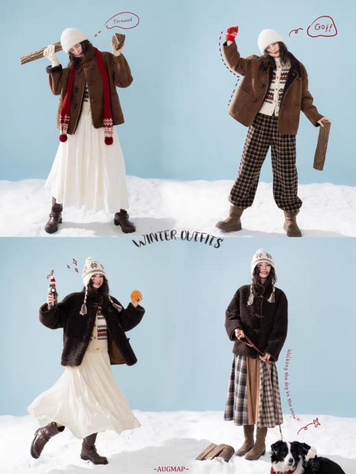 浮生八记/25D261/两面穿北欧皮毛一体羊羔毛牛角扣短外套 商品图4