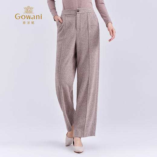 乔万尼冬复古雅致人字纹直筒通勤百搭加厚长裤ED4F713 商品图2