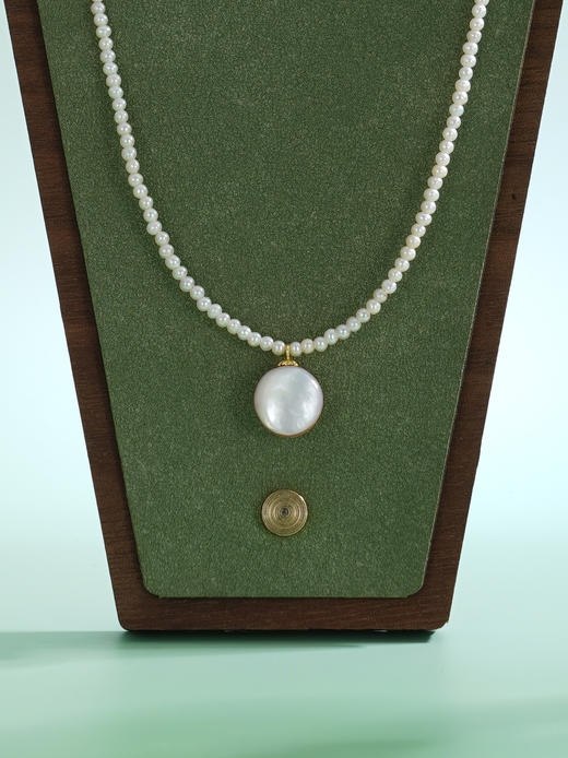 子佩集【银河回响】银S925珍珠项链【SGN1747001】2mm小珠11.5mm大珠(平底半珠)2512 商品图4