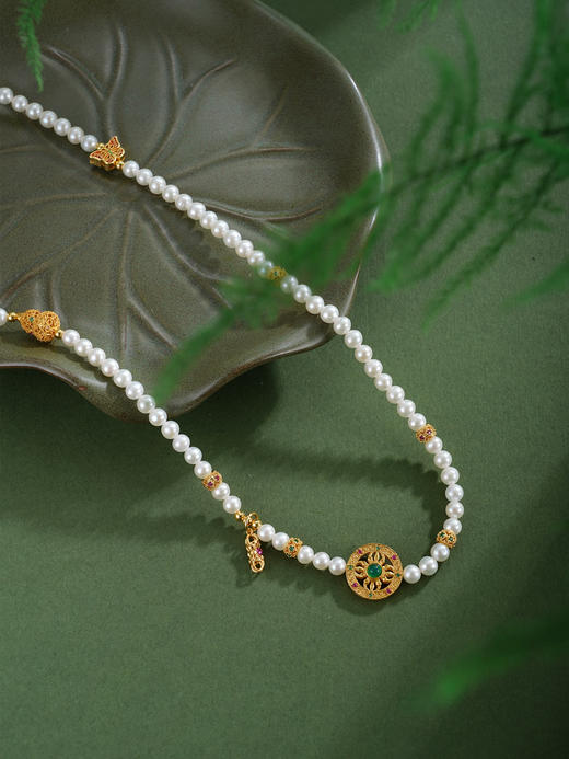 子佩集【福运无量】珍珠项链【XXXL008】4mm珠镀金葫芦金刚杵蝴蝶太阳花2512 商品图2