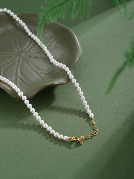 子佩集【珠锁清辉】珍珠项链【XXXL012】4mm珠绿玉髓锁镀金2512 商品图4