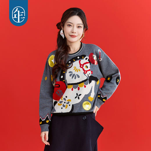 年衣童装儿童毛衣针织衫冬季新品男女童本命年拜年马上有钱毛衣 商品图7