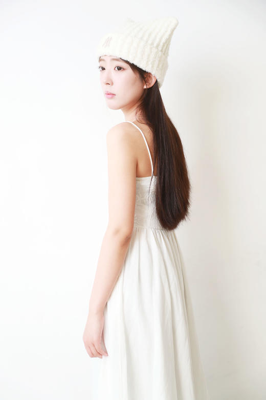 仙女猫耳帽，毛茸茸的很舒服。绵羊毛重工刺绣针织毛线帽C121766 商品图11