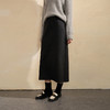 三彩2026春季新款半身裙松紧高腰直筒裙开叉长裙简约气质M 商品缩略图2