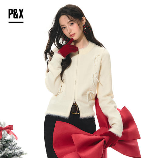 P&X设计师女装2026春季小香风时尚甜美短款毛衣 826118112 杏色 商品图1