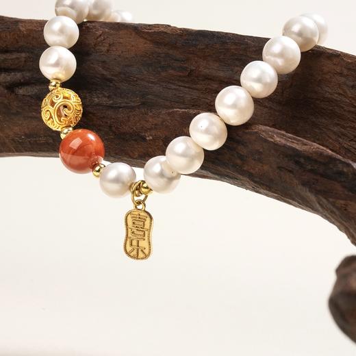 天然淡水珍珠南红手串平安喜乐经典款 商品图2