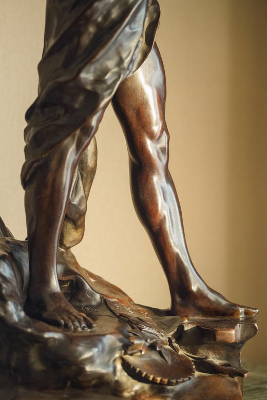 【已售】独角鹿西洋古董1890年代法国雕塑家Emile Louis Picault创作Susse Freres工坊签名出品人物主题青铜雕塑《劳作之神》 商品图9