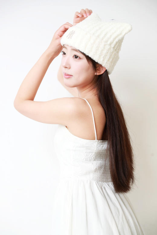 仙女猫耳帽，毛茸茸的很舒服。绵羊毛重工刺绣针织毛线帽C121766 商品图10