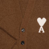 AMI 男女同款心形徽标刺绣嵌花混纺羊毛针织开衫 棕色 UKC365 KN0135 217 商品缩略图2