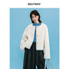 SELFWHO绵羊毛混纺白色皮草外套女2025冬季新款圆领箱型短款上衣 商品缩略图3