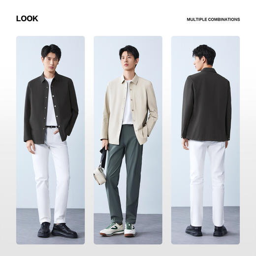 【中长款茄克】柒牌男士翻领暗肌理纹2026春季新款休闲上衣外套130K70370 商品图2