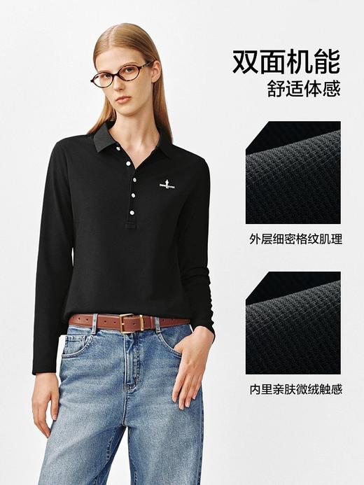 点此购买 比音勒芬秋冬季女士加绒五粒扣高尔夫Polo衫 ss 338078 商品图5