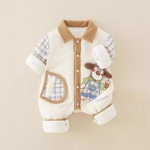 新生儿秋冬加厚连体衣a类棉衣男宝宝外出服加绒婴儿爬服加厚衣服 商品图0