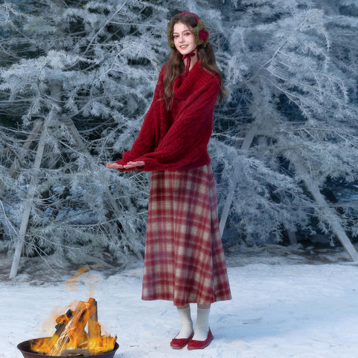 三彩独醒2026春季新款仿貂毛针织衫高领灯笼袖新年毛衫套头F 商品图3