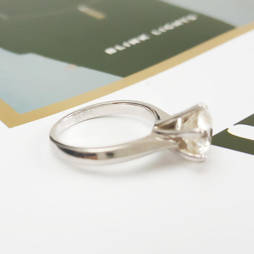 【天然正品】PT950铂金经典简约六爪款2.01克拉钻石戒指13号（皆取最大值） 141225JJ07 商品图5
