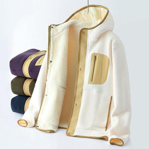 秋冬上新【niceself连帽立领防风保暖搭简约风抓绒衣】运动休闲 商品图5