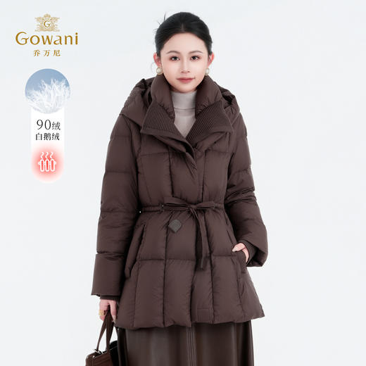 Gowani/乔万尼2025新款鹅绒服女款冬季保暖短款泡芙羽绒服EZ4T195 商品图0