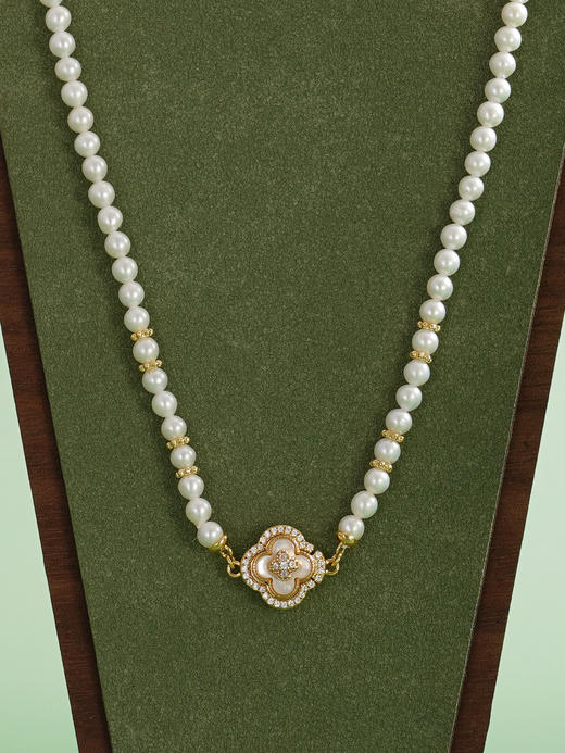 子佩集【许诺幸运】珍珠项链【XXXL001】4mm珠磁吸扣四叶草镀金2512 商品图3