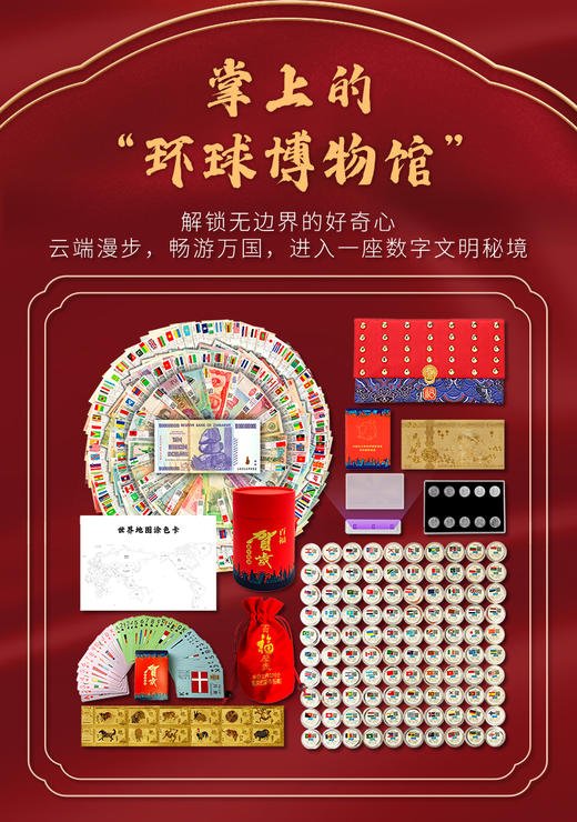 抢购【有赠品看详情】2026年马跃新程 马年大吉创意外国纪念币红包 掌上“环球博物馆” 扫码看世界 娃娃红包 中国风宫墙红包 百福桶 新年春节压岁钱礼物 商品图5