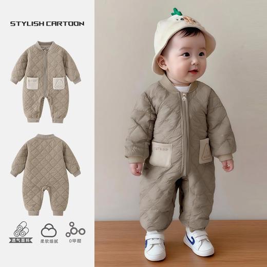 2025秋冬新款婴儿a类夹棉保暖连体衣男宝宝加厚外穿爬服儿童衣服 商品图0