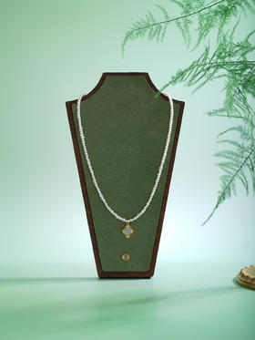 子佩集【流光旋舞】银S925珍珠项链【SGN1140003】2*3mm珠镀金菱形椭圆2512