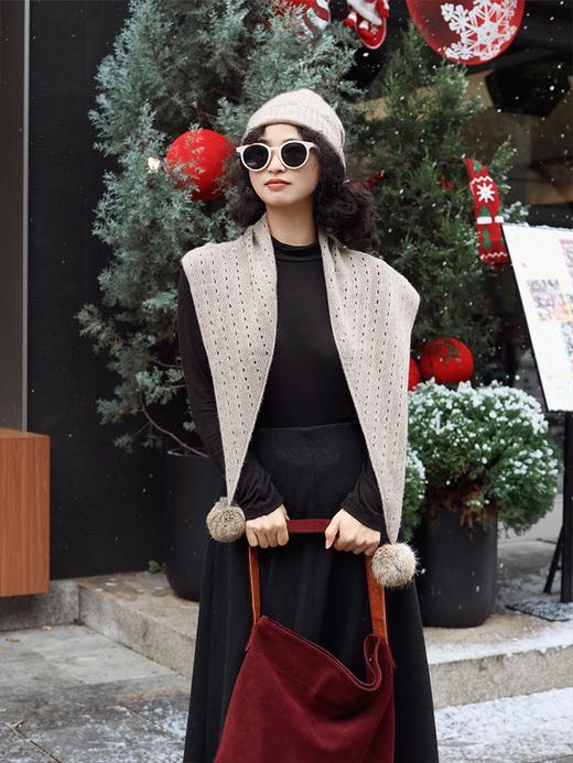 羊绒毛球三角巾+流苏围巾  板娘同款推荐 期待一起戴闺蜜款~ 商品图5