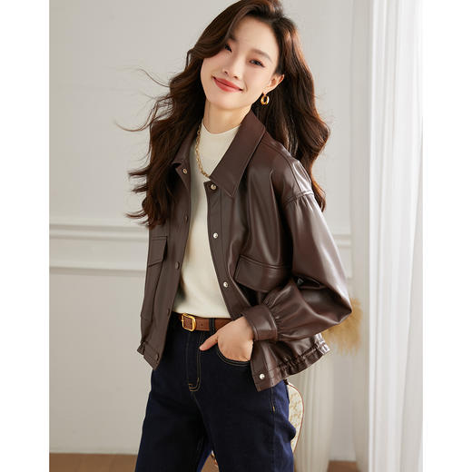 【年终特卖】PU皮衣外套女短款秋冬装新款复古小个子休闲机车皮夹克 商品图2