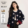 【12/17新品】熙世界千金小香风毛绒花朵呢子外套女2025年秋冬新款毛呢短款上衣 商品缩略图0