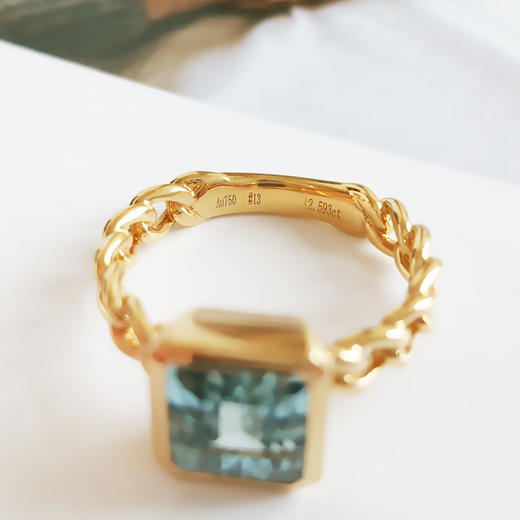 【天然正品】AU750黄金镶天然蓝色5A级2.593克拉海蓝宝石戒指13.5号（戒圈可调节） 101225TJ18 商品图3